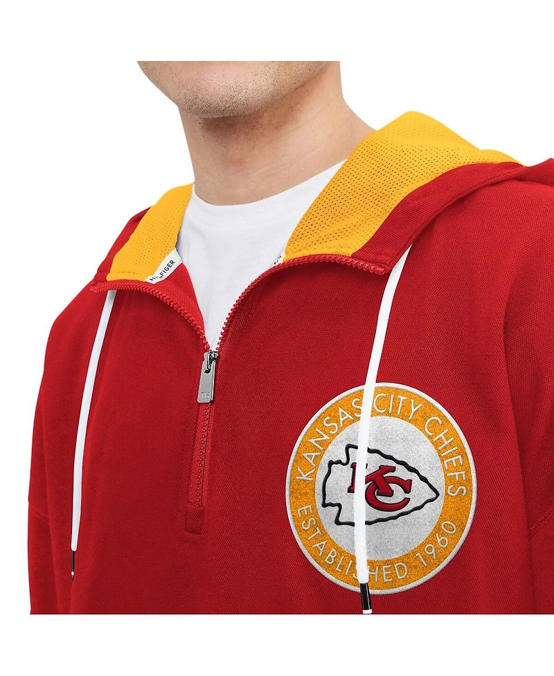 Men's Tommy Hilfiger Red Kansas City Chiefs Aaron Quarter-Zip Hoodie