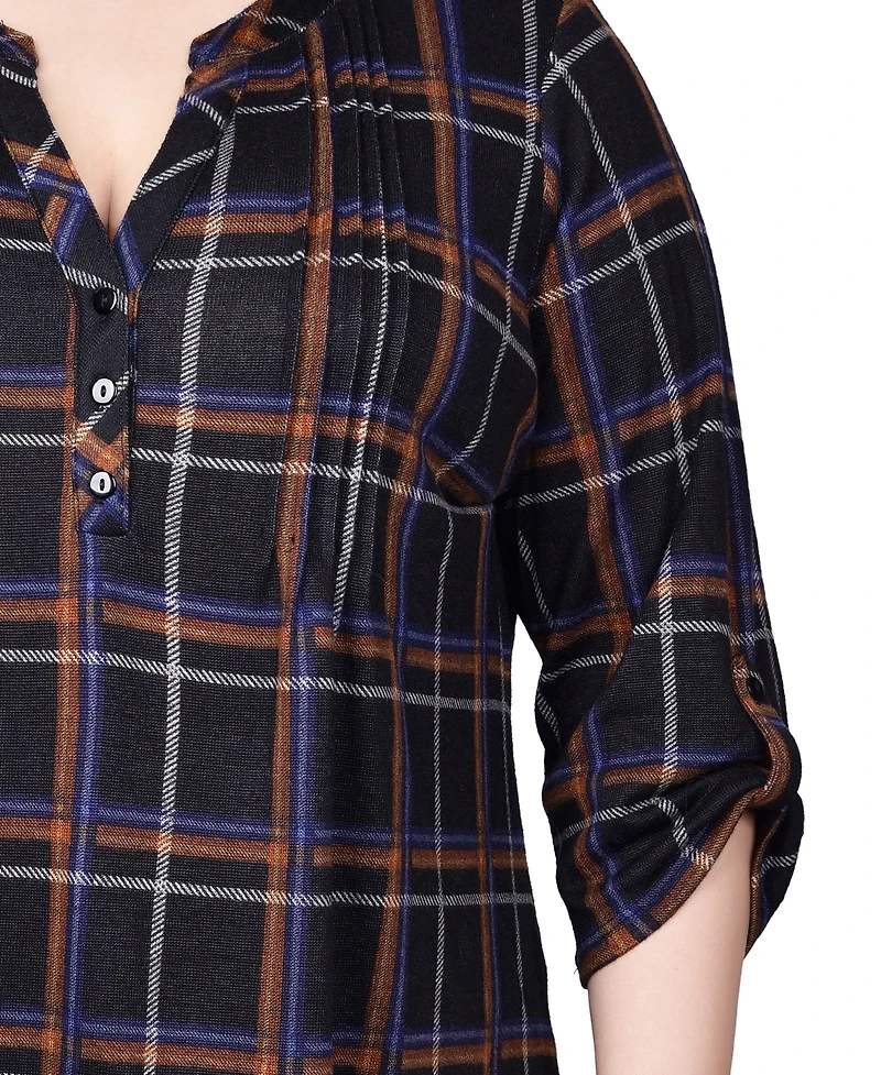 Ny Collection Plus 3/4 Roll Sleeve Top