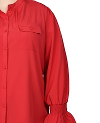 Ny Collection Plus Long Sleeve Y Neck Blouse