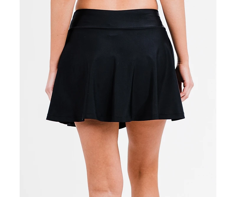 Calypsa Women's Flowy Swim Skirt With Attached Shorts