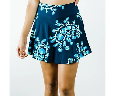 Calypsa Women's Flowy Swim Skirt With Attached Shorts