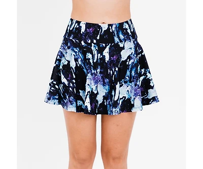 Calypsa Women's Flowy Swim Skirt With Attached Shorts