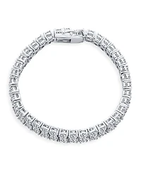 Bling Jewelry Jewelry Two Row Fashion Statement Cz Cubic Zirconia Wide Tennis Bracelet Rhodium Plated Brass 7 Inches