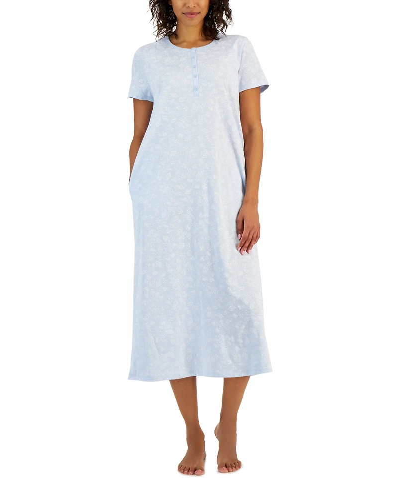 Charter Club Women's Cotton Printed Nightgown, Created for Macy's