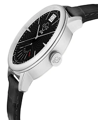 GV2 by Gevril Men's Rovescio Black Leather Watch 44mm