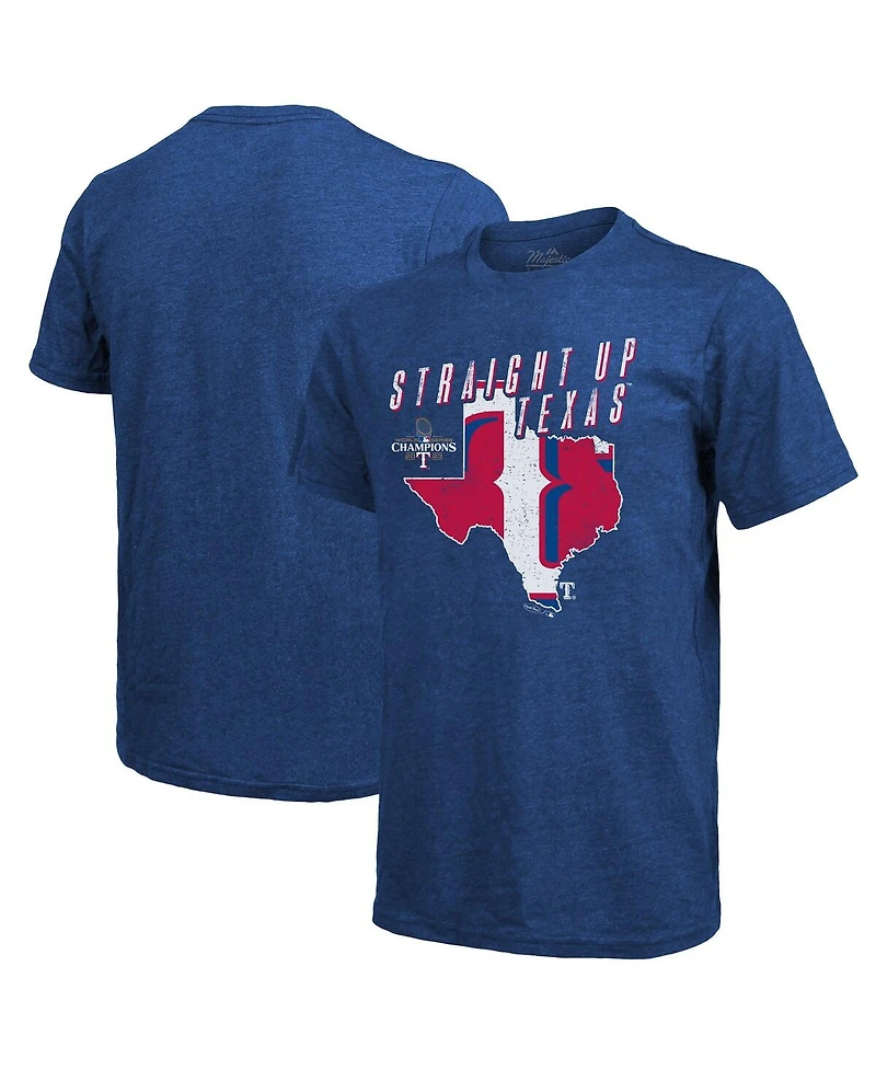 Men's Majestic Threads Royal Texas Rangers 2023 World Series Champions Local State of Mind Tri-Blend T-shirt