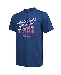 Men's Majestic Threads Royal Texas Rangers 2023 World Series Champions Life Of The Party Tri-Blend Roster T-shirt