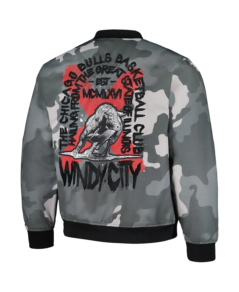 Men's and Women's The Wild Collective Gray Chicago Bulls 2023/24 City Edition Camo Bomber Full-Zip Jacket
