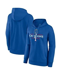 Women's Fanatics Royal Texas Rangers 2023 World Series Champions Plus Trophy Logo Pullover Hoodie
