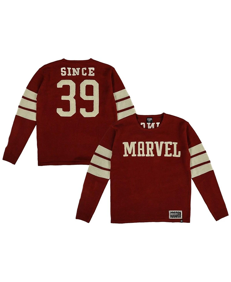 Men's Red Marvel Graphic Varsity Sweater