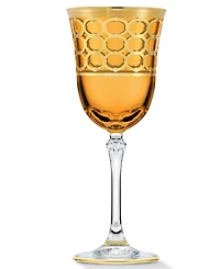 Lorren Home Trends Multicolor White Wine Goblet with Gold-Tone Rings, Set of 4