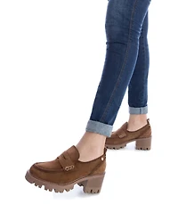 Carmela Collection, Women's Suede Heeled Moccasins By Xti