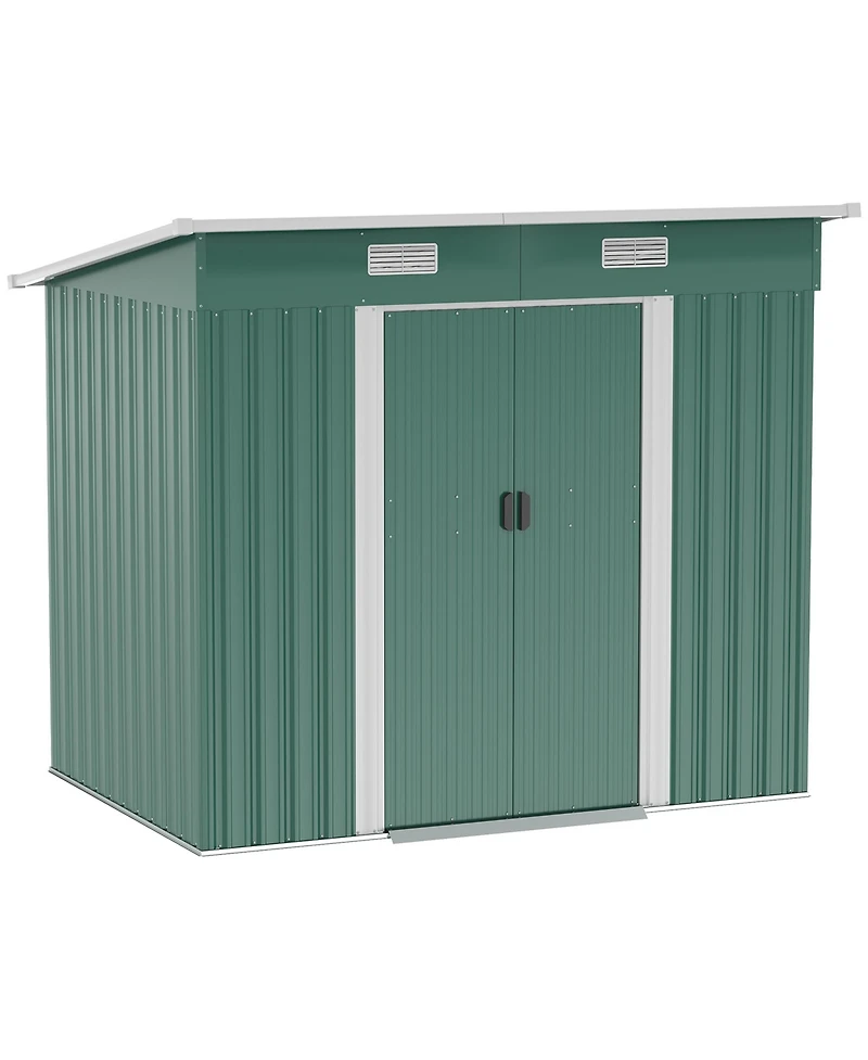 Outsunny 7' x 4' Metal Outdoor Storage Shed with Lockable Doors,