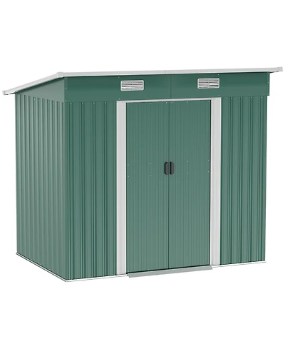 Outsunny 7' x 4' Metal Outdoor Storage Shed with Lockable Doors,