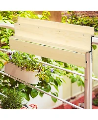 Outsunny Hanging Balcony Table, Spruce Wood Foldable Railing Bar, Serving Table & Desk, Fits up to 3.9 Inches, Natural