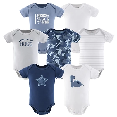 The Peanutshell Baby Boys Bodysuits, 7-Pack, Blue Camo