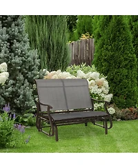 Outsunny 2-Person Outdoor Glider Bench，Patio Glider Loveseat Chair with Powder Coated Steel Frame，2 Seats Porch Rocking Glider for Backy