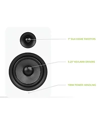 Kanto YUP6 Passive Bookshelf Speakers with 1" Silk Dome Tweeter and 5.25" Kevlar Woofer - Pair