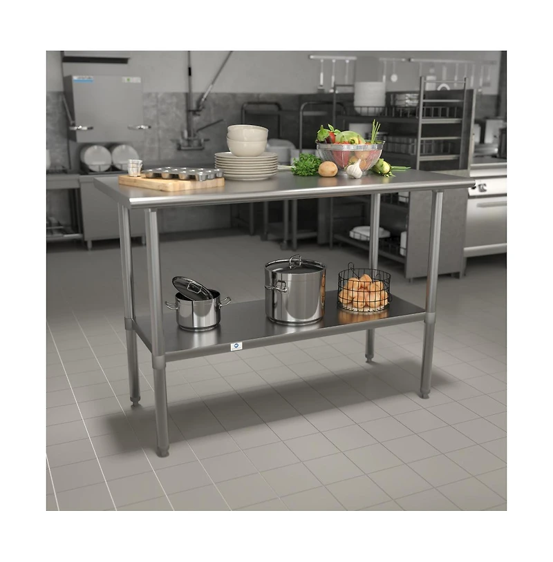 Stainless Steel 18 Gauge Prep And Work Table With Undershelf