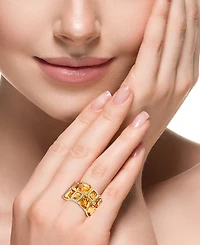 Effy Citrine (11-3/8 ct. t.w.) & Diamond (1/6 ct. t.w.) Halo Cluster Ring in 14k Gold