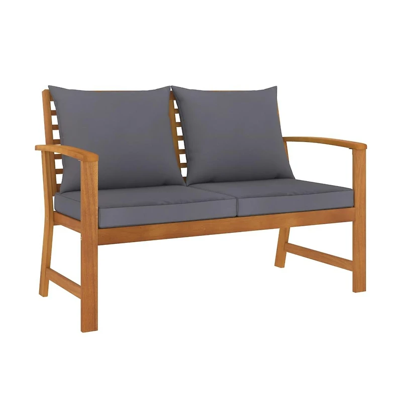 Patio Bench 47.2" with Dark Gray Cushion Solid Acacia Wood