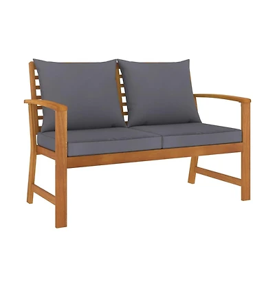 Patio Bench 47.2" with Dark Gray Cushion Solid Acacia Wood