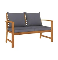 Patio Bench 47.2" with Dark Gray Cushion Solid Acacia Wood