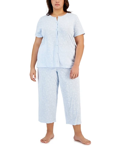 Charter Club Plus 2-Pc. Cotton Cropped Pajamas Set, Created for Macy's