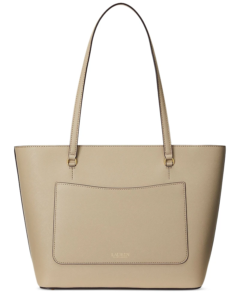 Lauren Ralph Crosshatch Leather Medium Karly Shopper Tote