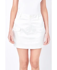 Women's Satin Pocket Mini Skirt