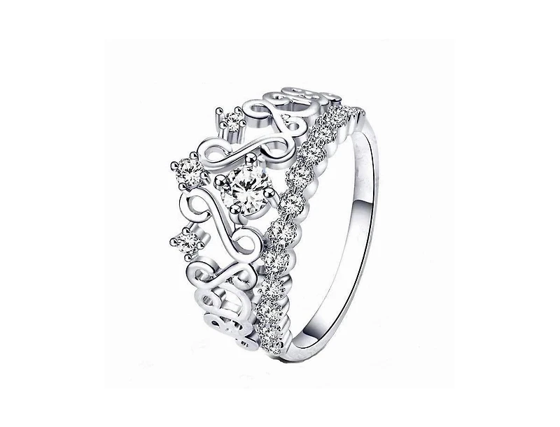Princess Crown Ring with Cubic Zirconia Stones