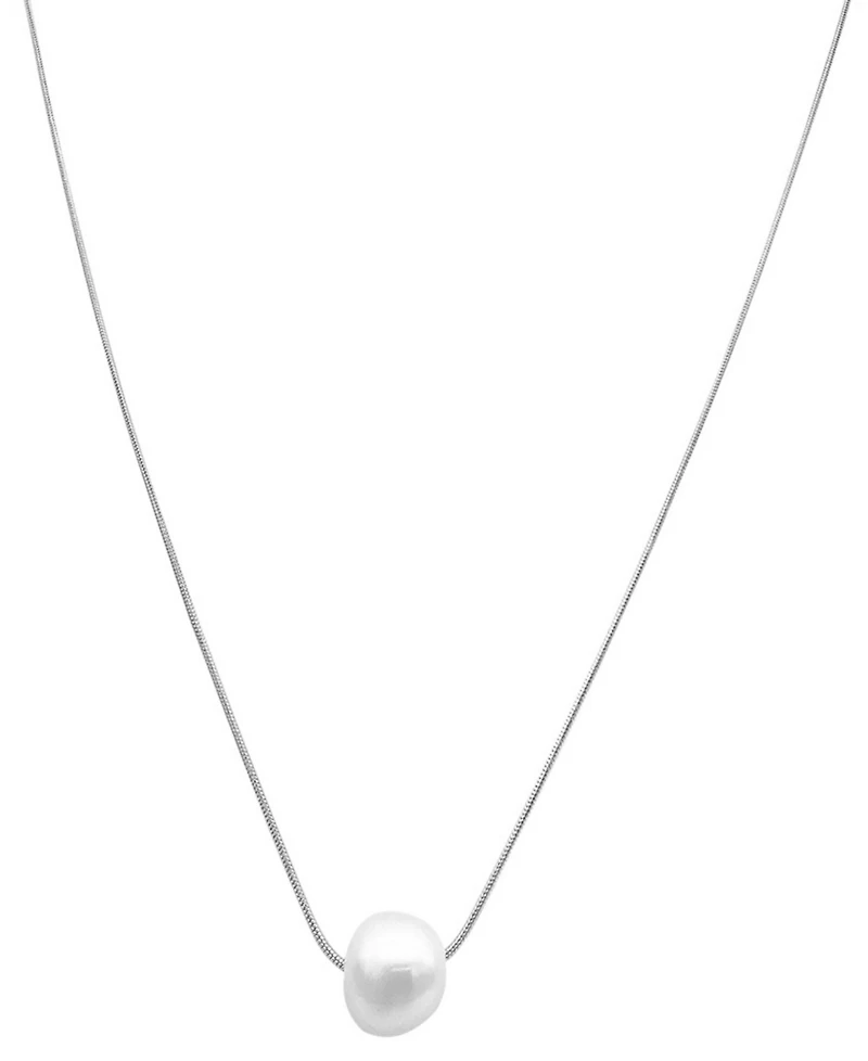 Adornia Silver-Tone Freshwater Pearl (10mm) Pendant Necklace, 16" + 2" extender