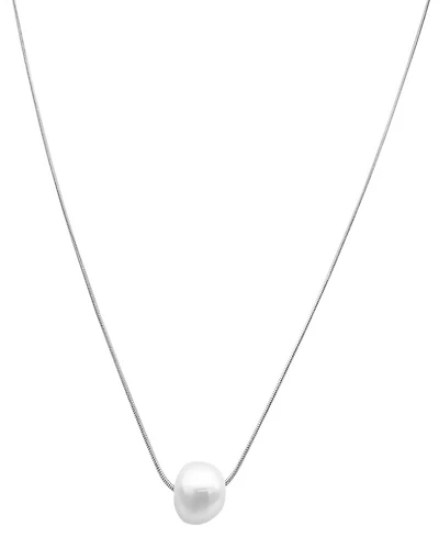 Adornia Silver-Tone Freshwater Pearl (10mm) Pendant Necklace, 16" + 2" extender