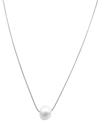 Adornia Silver-Tone Freshwater Pearl (10mm) Pendant Necklace, 16" + 2" extender