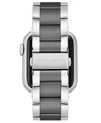 Vince Camuto Men's Silver-Tone and Gunmetal Stainless Steel Link Band Compatible with 42mm, 44mm, 45mm, Ultra, Ultra2 Apple Watch