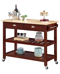 Convenience Concepts American Heritage 45" Wood 3 Tier Butcher Block Kitchen Cart