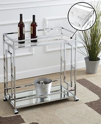 Convenience Concepts 29.25" Chrome Town Square Mirrored Bar Cart