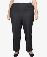 Alfred Dunner Plus Comfort Waistband Mid Rise Average Length Straight Leg Denim Pant