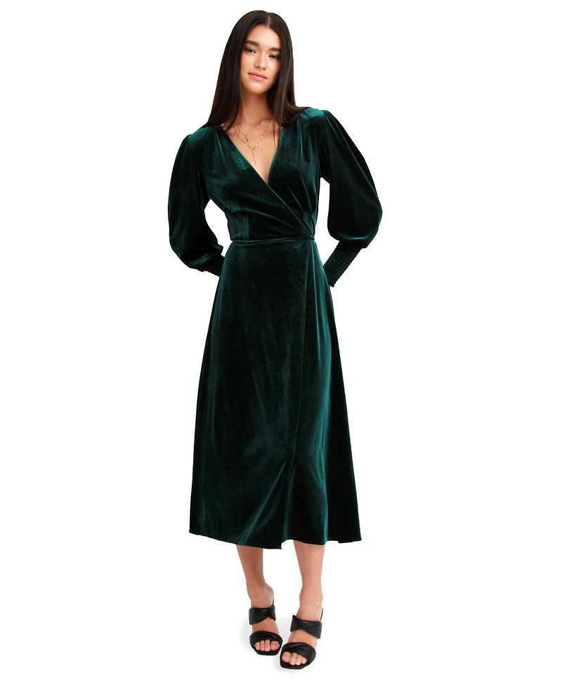 Belle & Bloom Women's Current Mood Velvet Wrap Dress