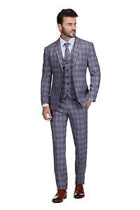 Gino Vitale Men's 3-Piece Slim Fit Check Suit