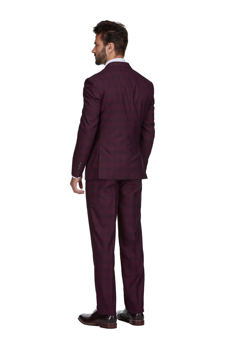 Gino Vitale Men's 3-Piece Slim Fit Check Suit
