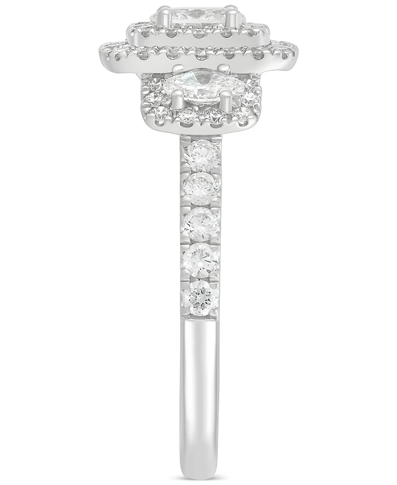 Diamond Oval Double Halo Engagement Ring (1-1/3 ct. t.w.) in 14k White Gold