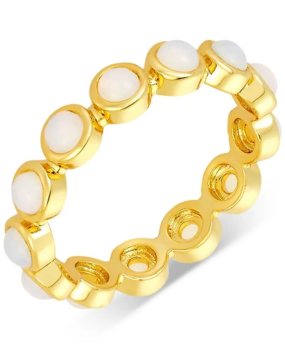 Adornia Gold-Tone Bezeled Beaded Eternity Band Ring