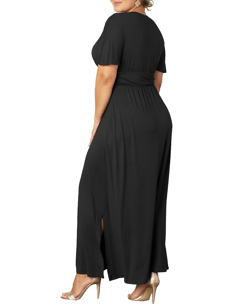 Kiyonna Women's Plus Vienna Kimono Sleeve Long Maxi Dress