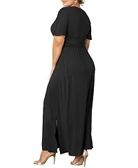 Kiyonna Women's Plus Vienna Kimono Sleeve Long Maxi Dress