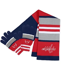 Women's Wear by Erin Andrews Washington Capitals Stripe Glove and Scarf Set