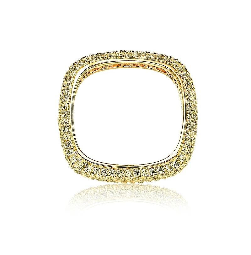 Suzy Levian Sterling Silver Cubic Zirconia Thin Modern Pave Square Eternity Band Ring