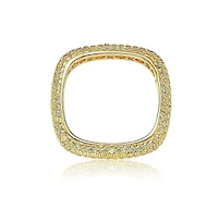 Suzy Levian Sterling Silver Cubic Zirconia Thin Modern Pave Square Eternity Band Ring