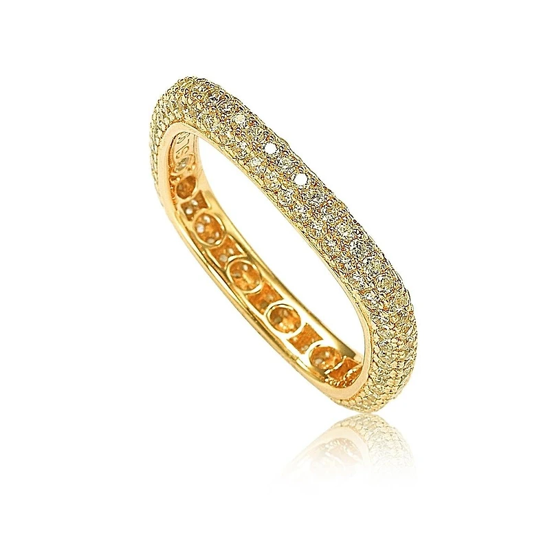 Suzy Levian Sterling Silver Cubic Zirconia Thin Modern Pave Square Eternity Band Ring