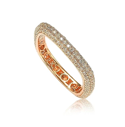 Suzy Levian Sterling Silver Cubic Zirconia Thin Modern Pave Square Eternity Band Ring